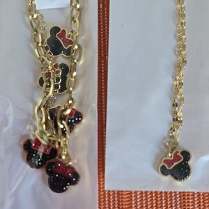 Disney Gold and Black Mickey Necklace/Bracelet Set NWT